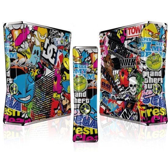 Skin XBOX 360 Slim 48 - Sticker Bomb